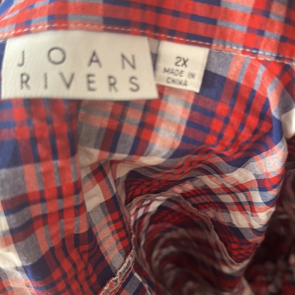 NWOT LS Joan Rivers sear sucker red and blue 2x - Picture 5 of 5